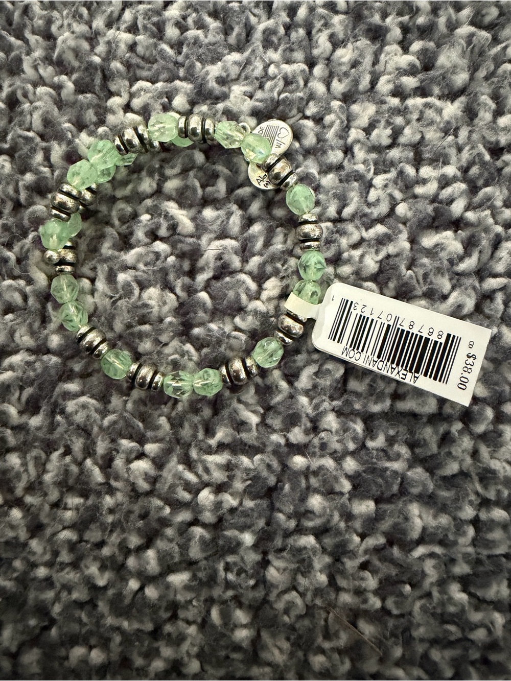 Alex and Ani Light Green Beaded Wrap Bracelet with Silver Accents - Picture 4 of 6